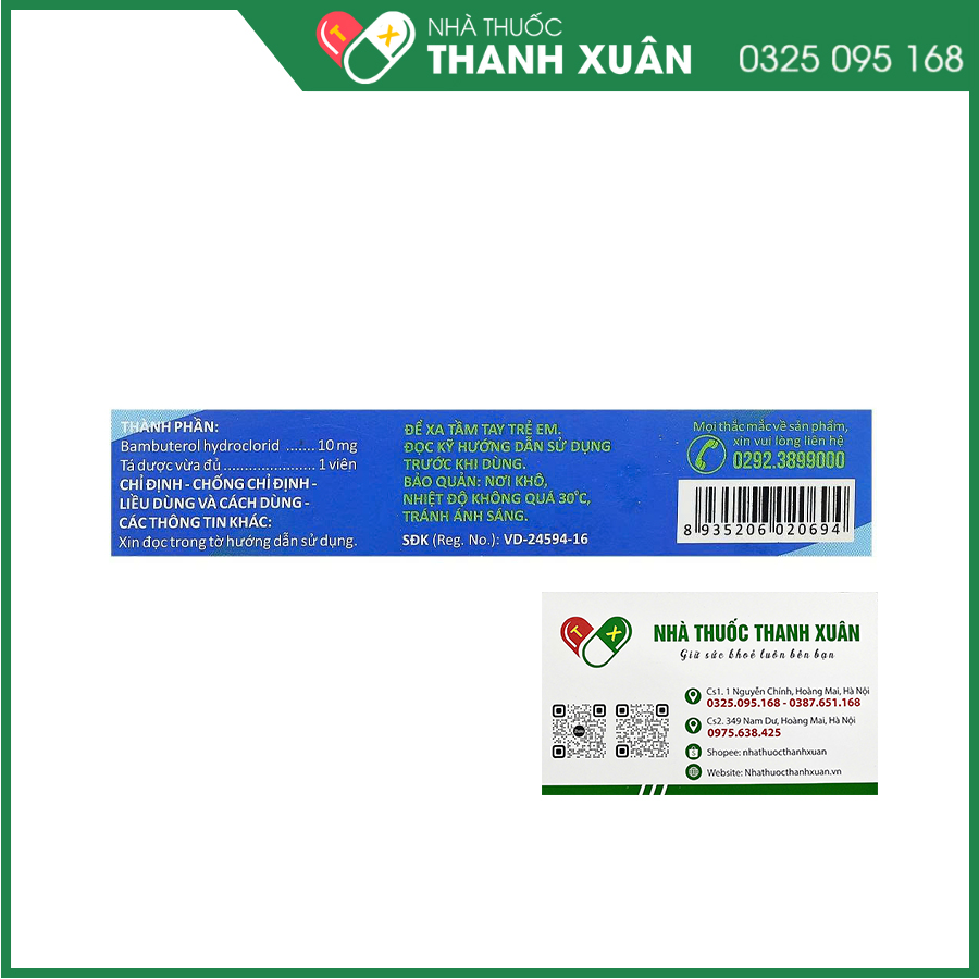 Baburex 10mg thuốc điều trị hen phế quản, viêm phế quản mạn tính